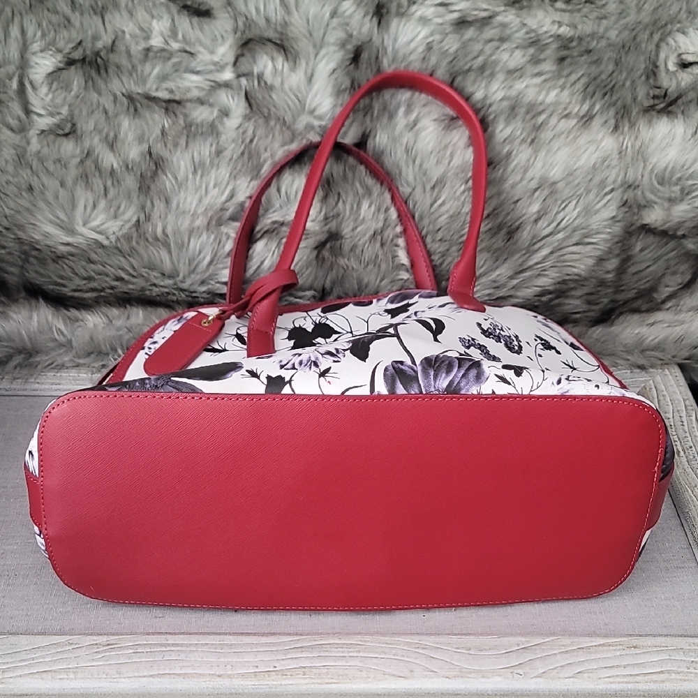 Reaction Kenneth Cole Black, White and Red Floral Shoulder Bag - Picture 16 of 16
